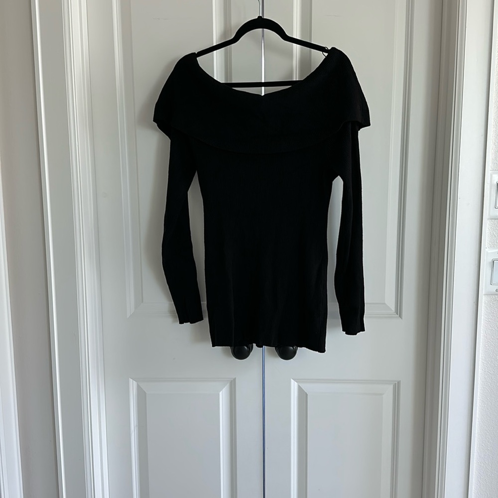 UEC White House Black Market Off the Shoulder Blouse Size XL Black Knit